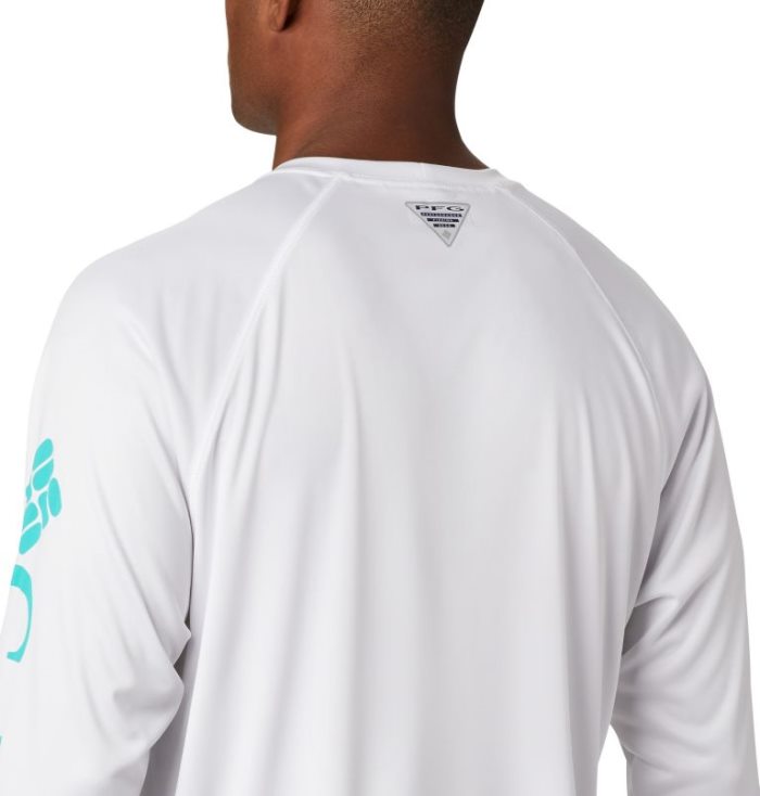 Camisas Columbia PFG Terminal Tackle™ Long Sleeve Shirt- Big Masculino Branco Luz Turquesa Portugal | 166185-DOD1