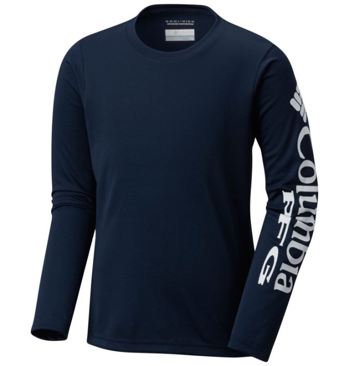 Camisas Columbia PFG Terminal Tackle™ Long Sleeve Tee Criança Azul Marinho Portugal | 190266-9MUQ