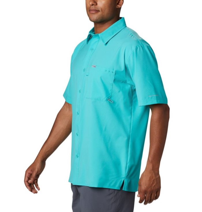 Camisas Columbia PFG Zero Rules™ Woven Curta Sleeve Shirt Masculino Luz Turquesa Portugal | 177015-11E1