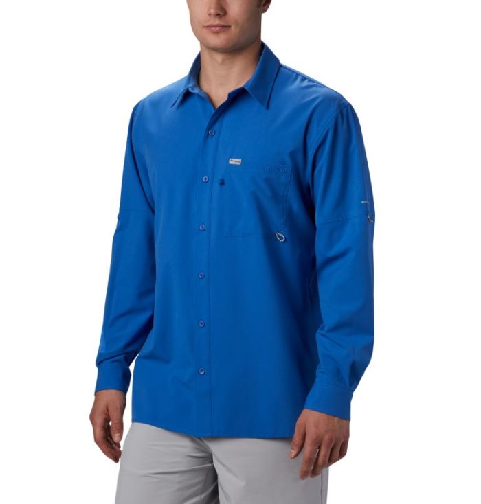 Camisas Columbia PFG Zero Rules™ Woven Long Sleeve Shirt Masculino Azuis Portugal | 170689-13M9