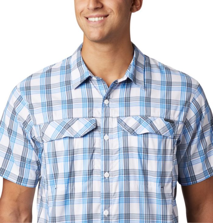 Camisas Columbia Silver Ridge Lite Plaid™ Curta Sleeve Masculino Azuis Escuro Portugal | 117846-Q9DC