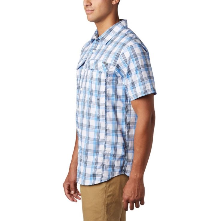 Camisas Columbia Silver Ridge Lite Plaid™ Curta Sleeve Masculino Azuis Escuro Portugal | 117846-Q9DC