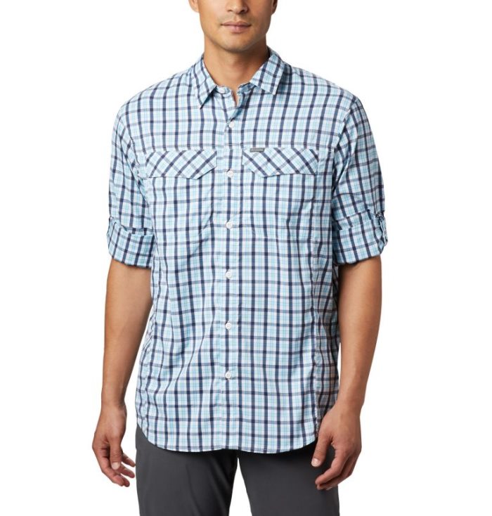 Camisas Columbia Silver Ridge Lite Plaid™ Long Sleeve Masculino Azul Marinho Portugal | 156852-T0G6