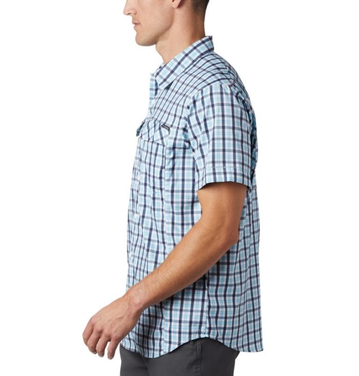 Camisas Columbia Silver Ridge Lite Plaid™ Curta Sleeve Masculino Azul Marinho Portugal | 162140-Y6NX