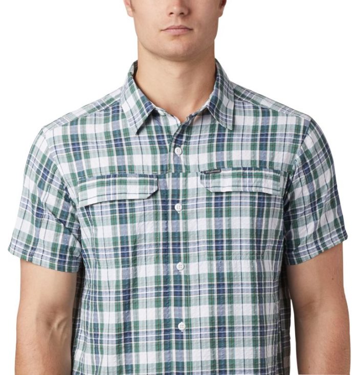 Camisas Columbia Silver Ridge™ Curta Sleeve Seersucker Shirt Masculino Verdes Escuro Portugal | 133438-M5HT