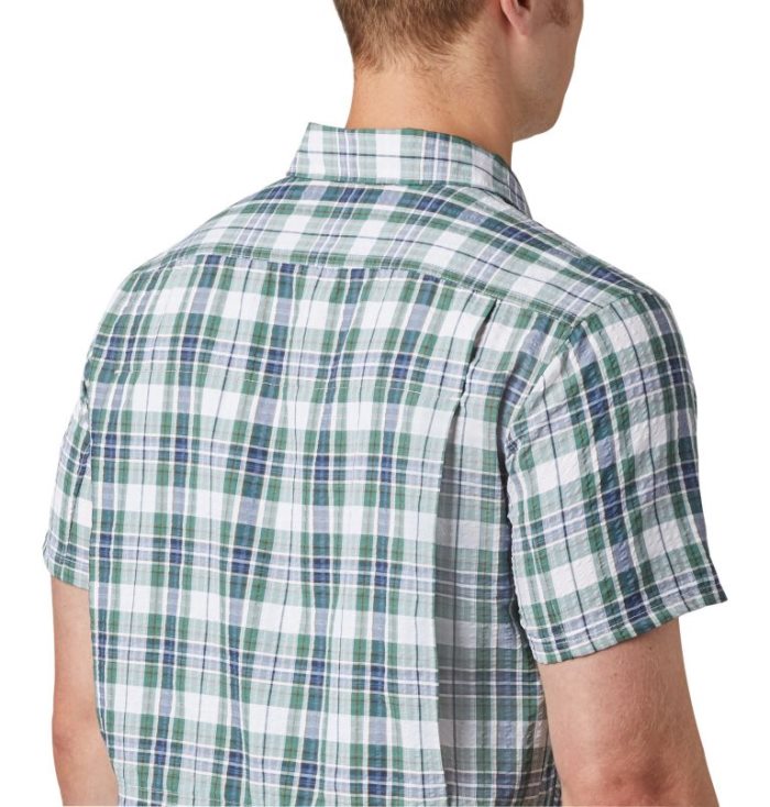 Camisas Columbia Silver Ridge™ Curta Sleeve Seersucker Shirt Masculino Verdes Escuro Portugal | 133438-M5HT