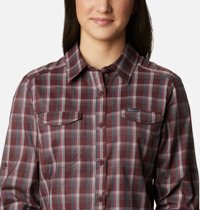 Camisas Columbia Silver Ridge™ Lite Plaid Long Sleeve Shirt Feminino Vermelhas Escuro Portugal | 110990-FU4E