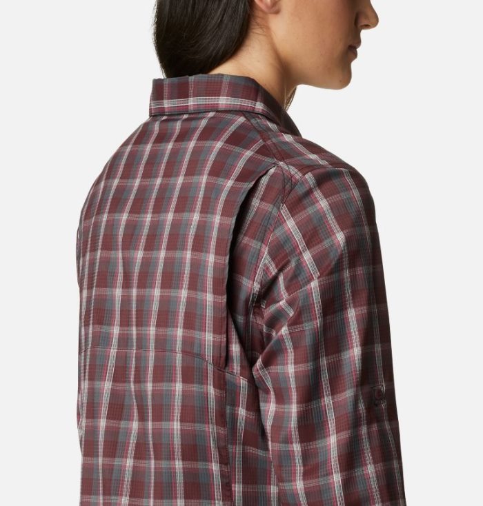 Camisas Columbia Silver Ridge™ Lite Plaid Long Sleeve Shirt Feminino Vermelhas Escuro Portugal | 110990-FU4E