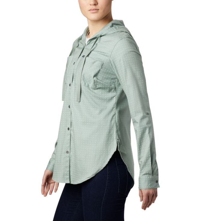 Camisas Casuais Columbia Anytime™ Stretch Encapuzado Long Sleeve Shirt Feminino Luz Verdes Portugal | 151034-4ZU1