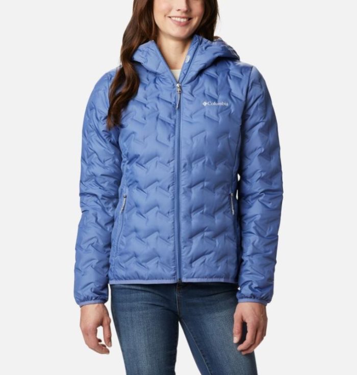 Jaqueta Columbia Delta Ridge™ Down Encapuzado Jaqueta Feminino Azul Marinho Azuis Portugal | 106381-GMBE