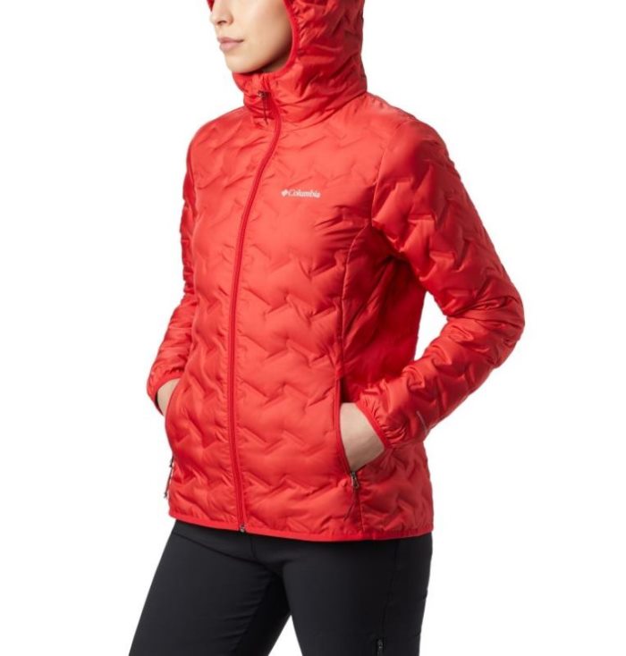 Jaqueta Columbia Delta Ridge™ Down Encapuzado Jaqueta Feminino Vermelhas Portugal | 135157-1GN8