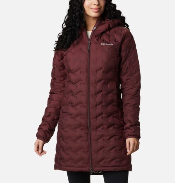 Jaqueta Columbia Delta Ridge™ Long Jaqueta Feminino Vermelhas Escuro Portugal | 135907-4QDN