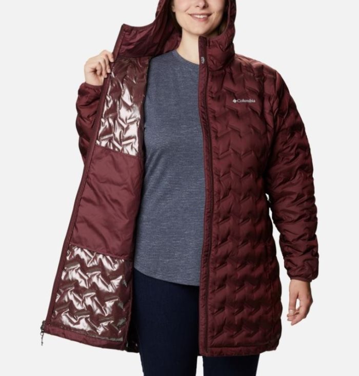 Jaqueta Columbia Delta Ridge™ Long Jaqueta Feminino Vermelhas Escuro Portugal | 159103-TQLI