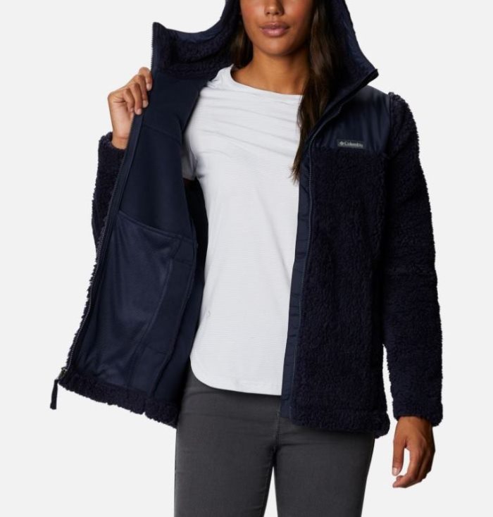 Casaco De Lã Columbia Autumn Light™ Encapuzado Full Zip Casaco De Lã Feminino Azuis Escuro Portugal | 180938-3Y1I