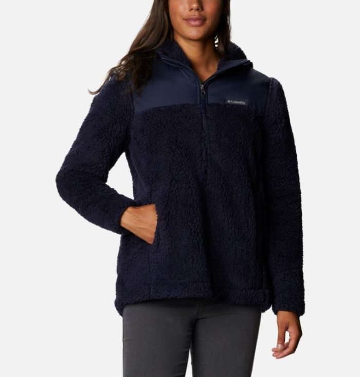 Casaco De Lã Columbia Autumn Light™ Encapuzado Full Zip Casaco De Lã Feminino Azuis Escuro Portugal | 180938-3Y1I