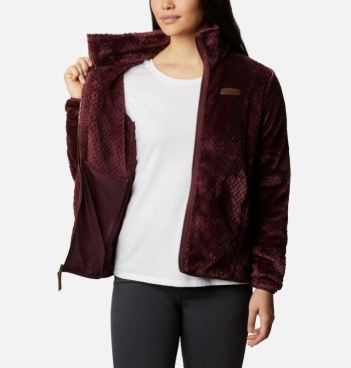 Casaco De Lã Columbia Fire Side™ II Sherpa Full Zip Fleece Feminino Vermelhas Escuro Portugal | 138630-71QN