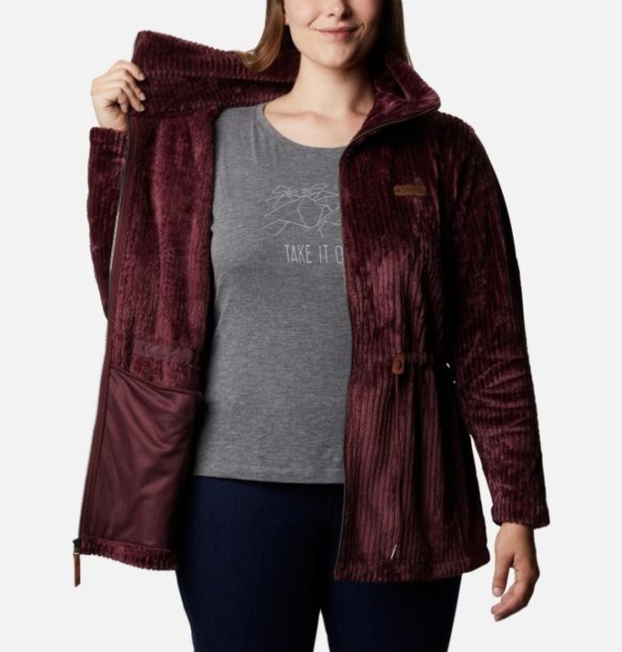 Casaco De Lã Columbia Fire Side™ Long Full Zip Sherpa Casaco De Lã Feminino Vermelhas Escuro Portugal | 174427-B2D8