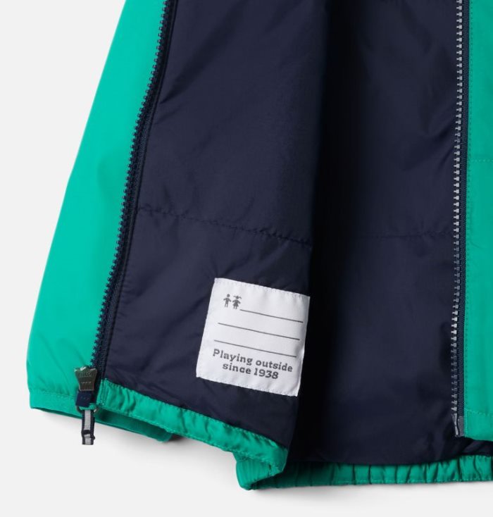 Casaco De Lã Columbia Kitterwibbit™ Encapuzado Fleece Forradas Jaqueta Criança Verdes Azul Marinho Portugal | 187866-55QR