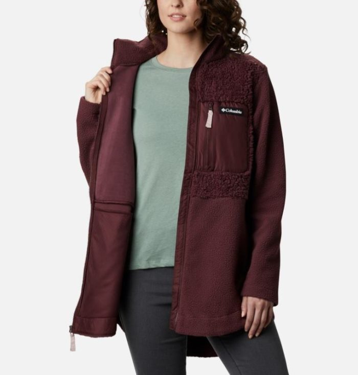 Casaco De Lã Columbia Lodge™ Sherpa Full Zip Fleece Feminino Vermelhas Escuro Portugal | 199030-RLVQ