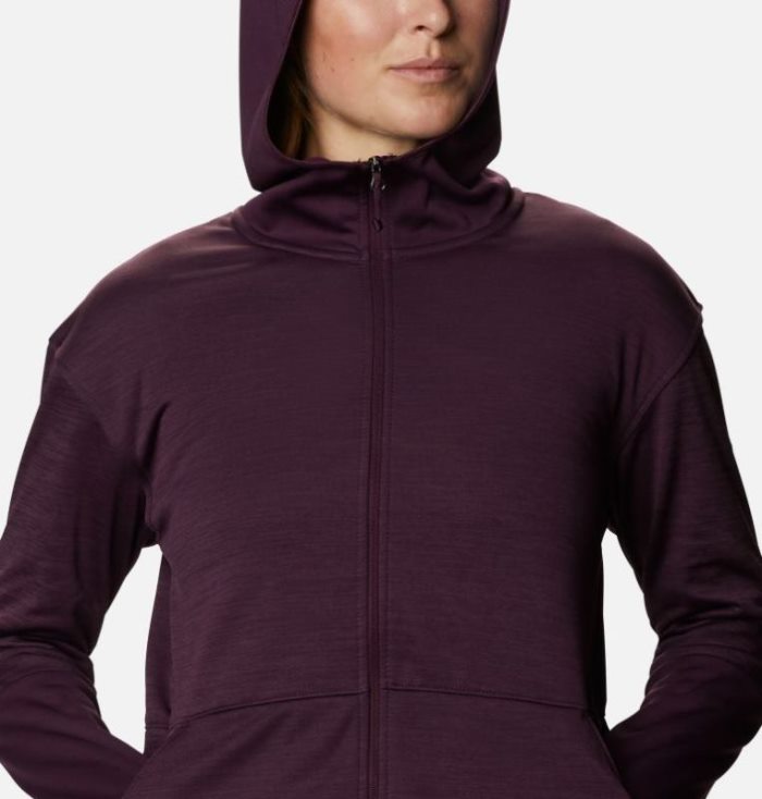 Casaco De Lã Columbia Rosemont Station™ II Encapuzado Full Zip Fleece Feminino Bordeaux Portugal | 162848-5GU7