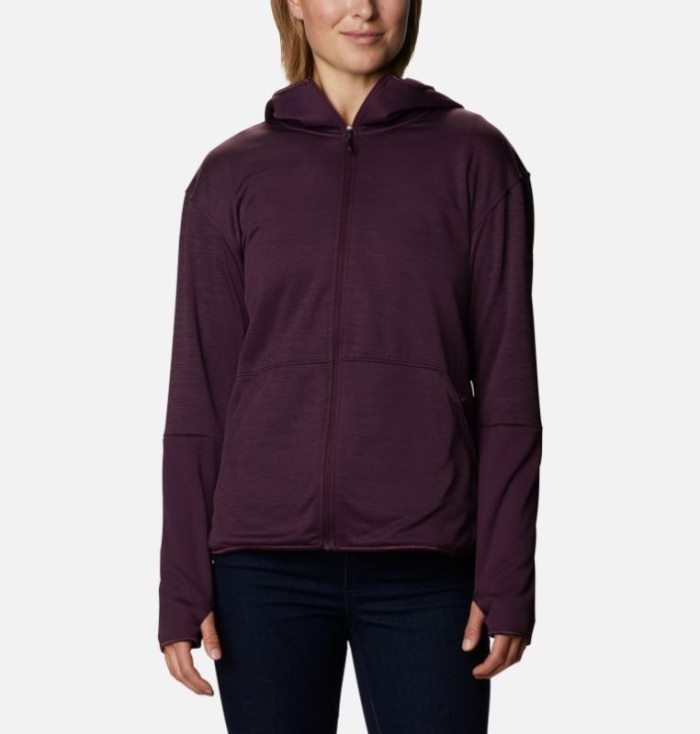 Casaco De Lã Columbia Rosemont Station™ II Encapuzado Full Zip Fleece Feminino Bordeaux Portugal | 162848-5GU7