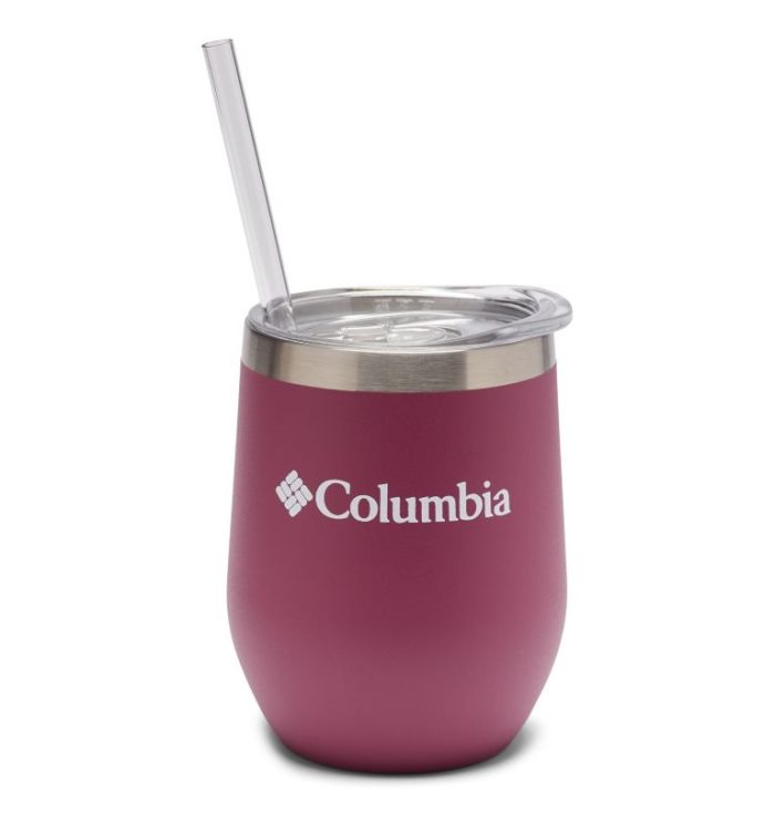 Garrafas de água Columbia Stainless Steel Double Wall Vacuum Tumbler with Straw 12oz Masculino Bordeaux Portugal | 118535-8XJ5