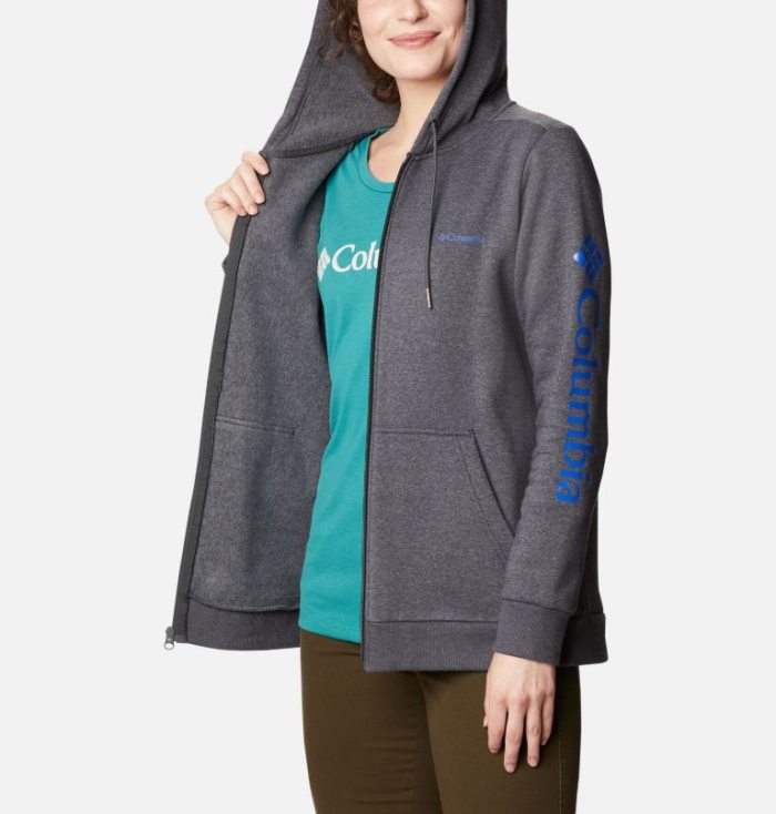 Moletons Columbia Logo Full Zip Hoodie Feminino Cinzentas Escuro Portugal | 152954-I9UZ