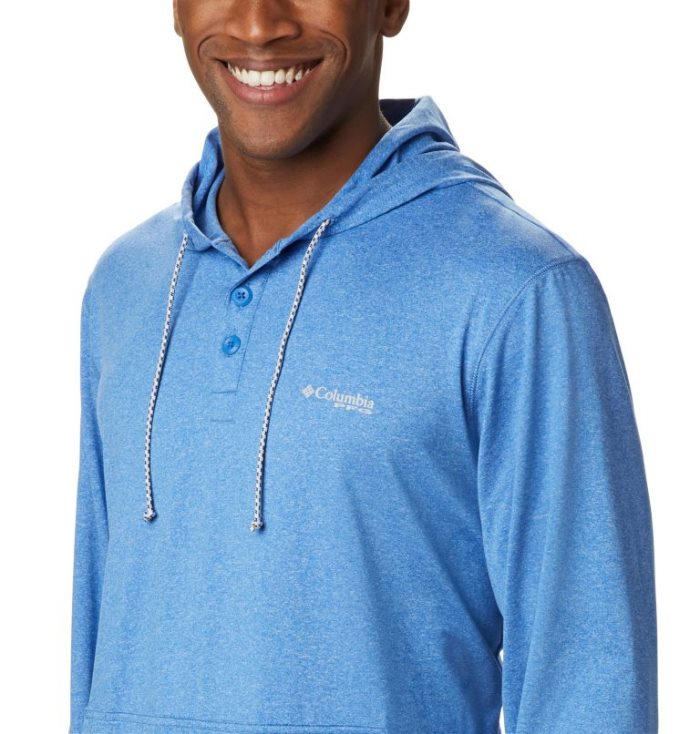 Moletons Columbia PFG Slack Tide™ Henley Hoodie Masculino Azuis Portugal | 133190-C9YN