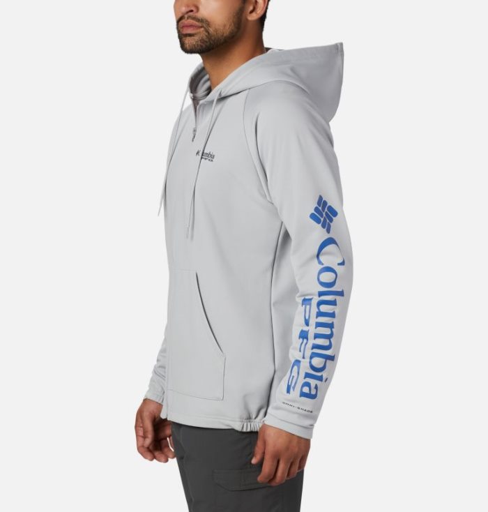 Moletons Columbia PFG Terminal Tackle™ Fleece Full Zip Hoodie Masculino Cinzentas Azuis Portugal | 130940-HIB3