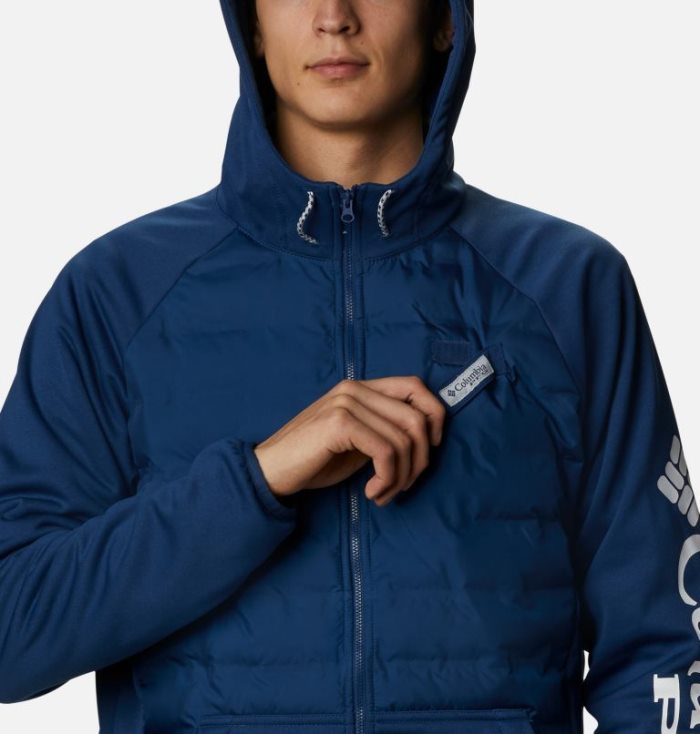 Moletons Columbia PFG Terminal™ Híbrido Insulated Hoodie Masculino Azul Marinho Portugal | 102082-RVKL