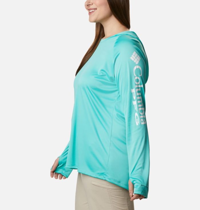 Moletons Columbia PFG Tidal Tee™ Hoodie Feminino Turquesa Branco Portugal | 123825-VWR1