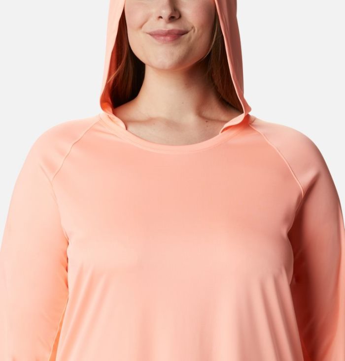 Moletons Columbia PFG Tidal Tee™ Hoodie Feminino Rosa Branco Portugal | 141577-C4SE