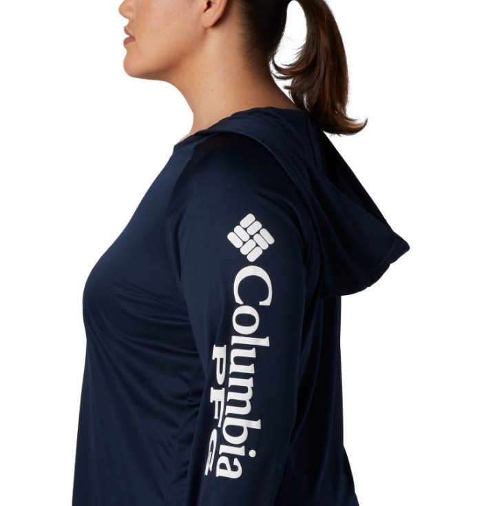 Moletons Columbia PFG Tidal Tee™ Hoodie Feminino Azul Marinho Branco Portugal | 164811-WDL1