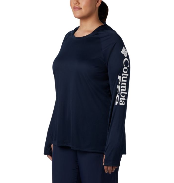 Moletons Columbia PFG Tidal Tee™ Hoodie Feminino Azul Marinho Branco Portugal | 164811-WDL1