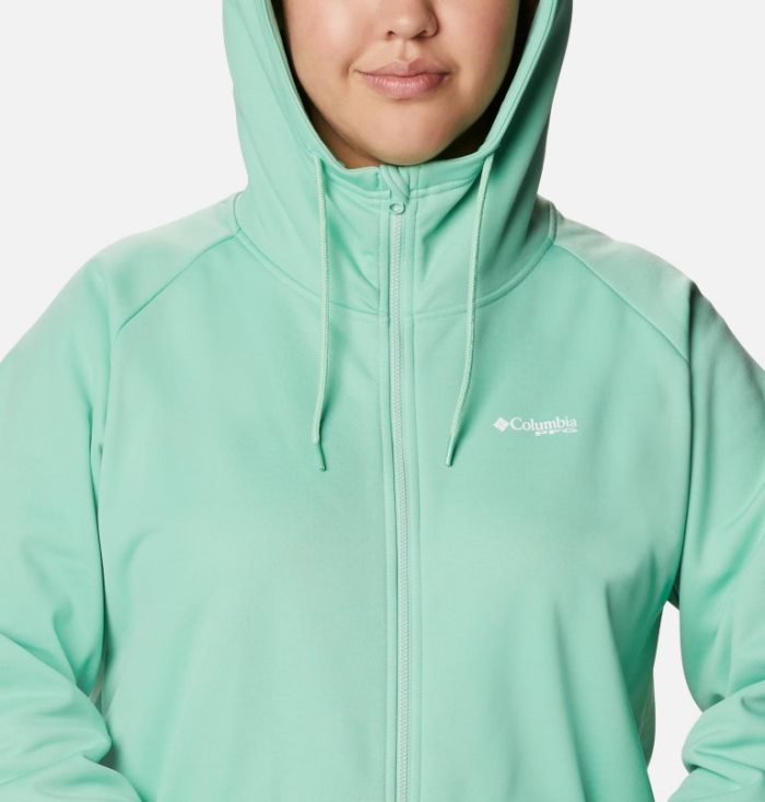 Moletons Columbia PFG Tidal™ Fleece Full Zip Hoodie Feminino Menta Azuis Portugal | 173208-RKSX