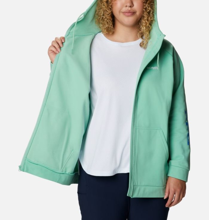 Moletons Columbia PFG Tidal™ Fleece Full Zip Hoodie Feminino Menta Azuis Portugal | 173208-RKSX