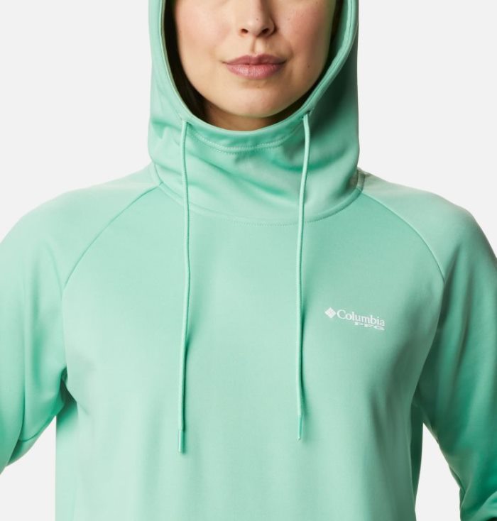 Moletons Columbia PFG Tidal™ Fleece Hoodie Feminino Menta Azuis Portugal | 176886-FG02