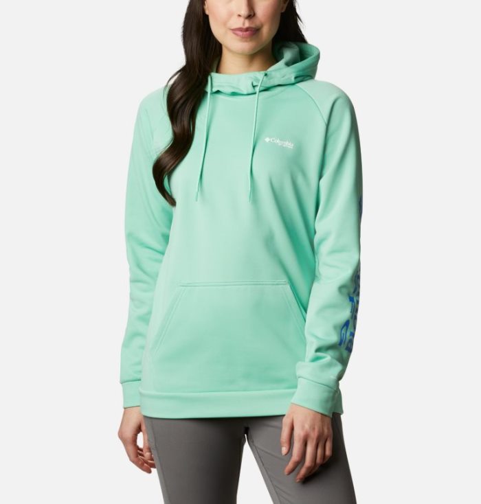 Moletons Columbia PFG Tidal™ Fleece Hoodie Feminino Menta Azuis Portugal | 176886-FG02