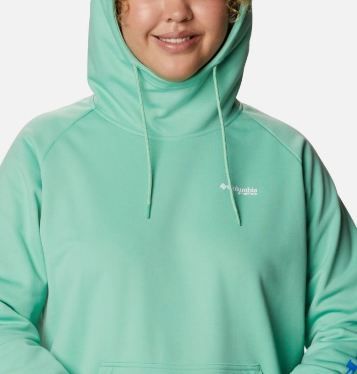 Moletons Columbia PFG Tidal™ Fleece Hoodie Feminino Menta Azuis Portugal | 181281-9H1O