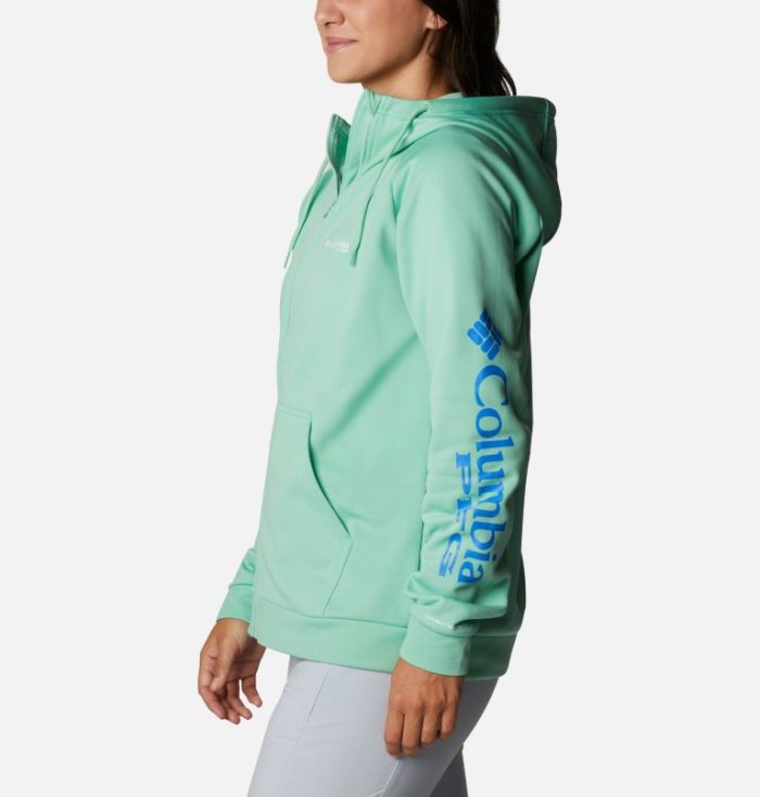 Moletons Columbia PFG Tidal™ Full Zip Fleece Hoodie Feminino Menta Azuis Portugal | 156174-85NW