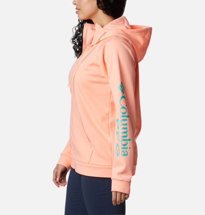 Moletons Columbia PFG Tidal™ Full Zip Fleece Hoodie Feminino Rosa Portugal | 162317-WY8E