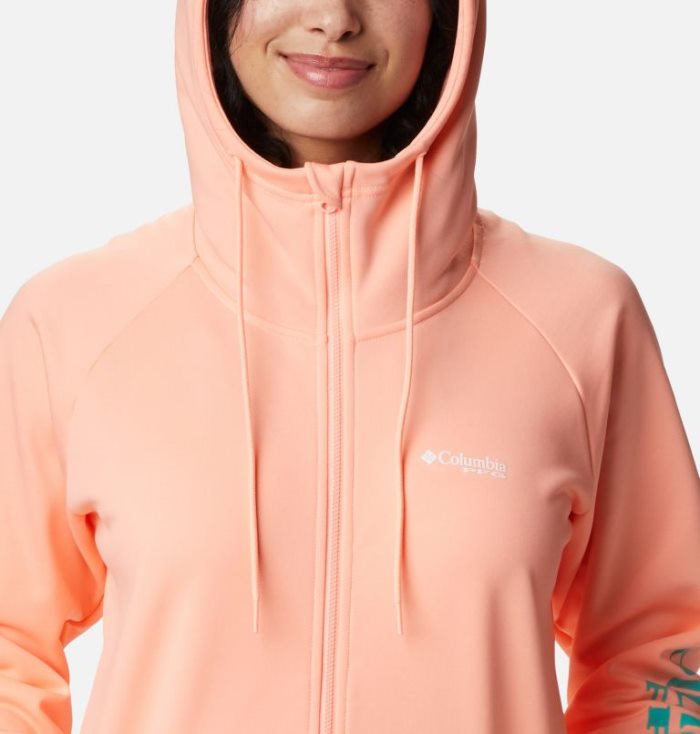 Moletons Columbia PFG Tidal™ Full Zip Fleece Hoodie Feminino Rosa Portugal | 162317-WY8E