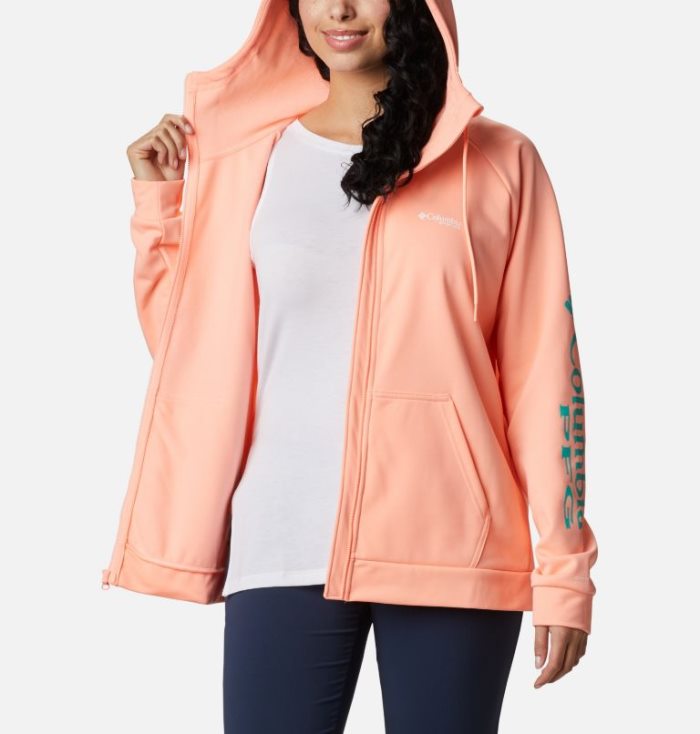 Moletons Columbia PFG Tidal™ Full Zip Fleece Hoodie Feminino Rosa Portugal | 162317-WY8E