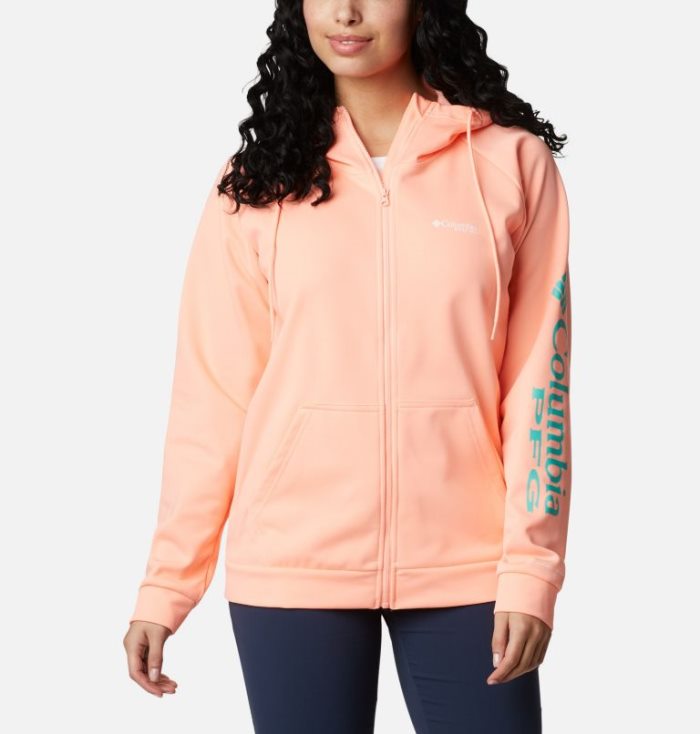 Moletons Columbia PFG Tidal™ Full Zip Fleece Hoodie Feminino Rosa Portugal | 162317-WY8E