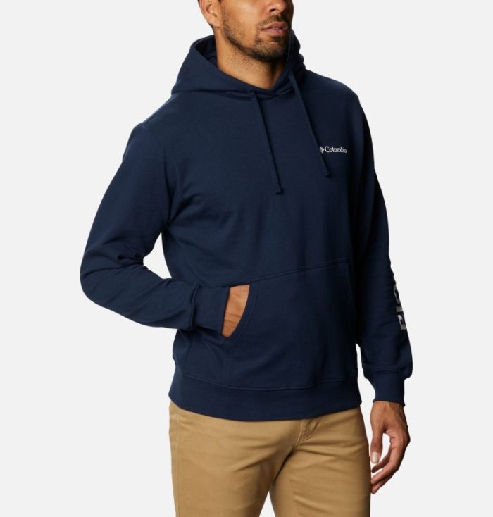 Moletons Columbia Viewmont™ II Sleeve Gráficas Hoodie Masculino Azul Marinho Branco Portugal | 107199-B9E7