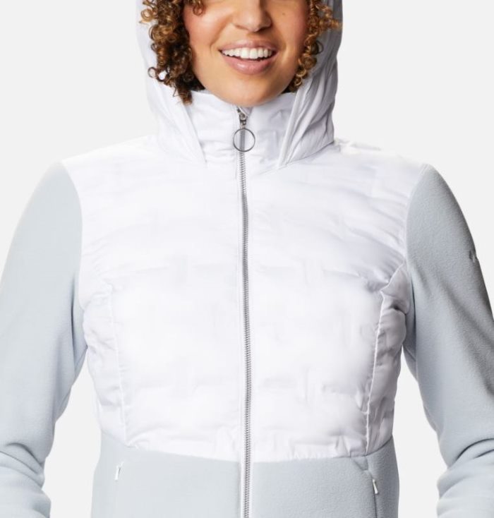 Jaqueta Isolada Columbia Delta Ridge™ Full Zip Híbrido Fleece Feminino Luz Cinzentas Branco Portugal | 123845-JPTG