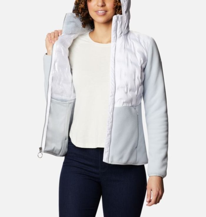 Jaqueta Isolada Columbia Delta Ridge™ Full Zip Híbrido Fleece Feminino Luz Cinzentas Branco Portugal | 123845-JPTG