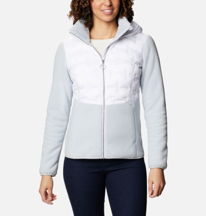 Jaqueta Isolada Columbia Delta Ridge™ Full Zip Híbrido Fleece Feminino Luz Cinzentas Branco Portugal | 123845-JPTG