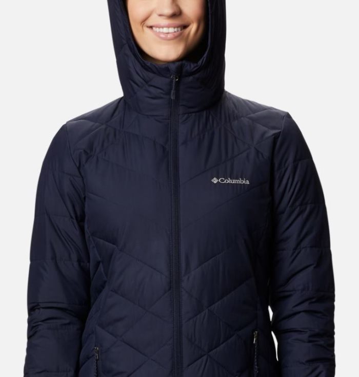 Jaqueta Isolada Columbia Heavenly™ Long Encapuzado Jaqueta Feminino Azuis Escuro Portugal | 114798-3593