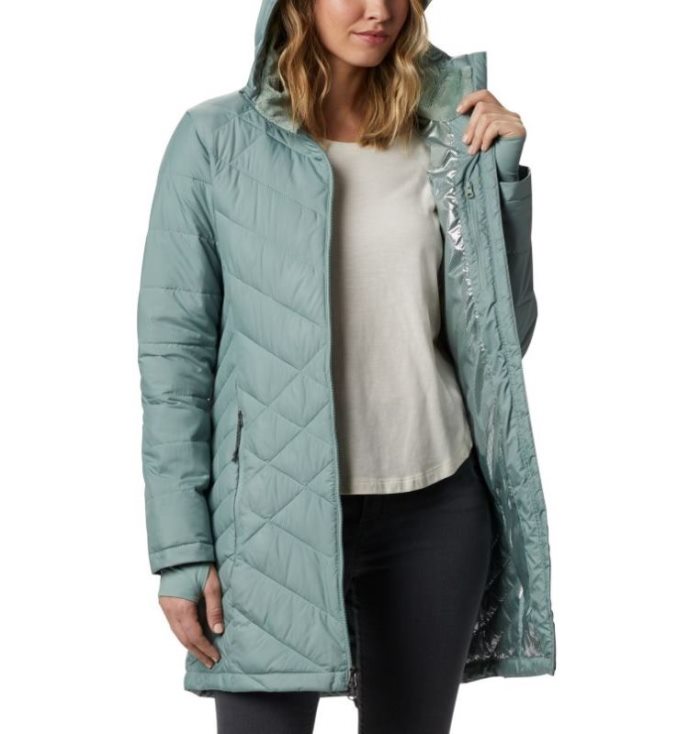 Jaqueta Isolada Columbia Heavenly™ Long Encapuzado Jaqueta Feminino Luz Verdes Portugal | 118633-TLLN